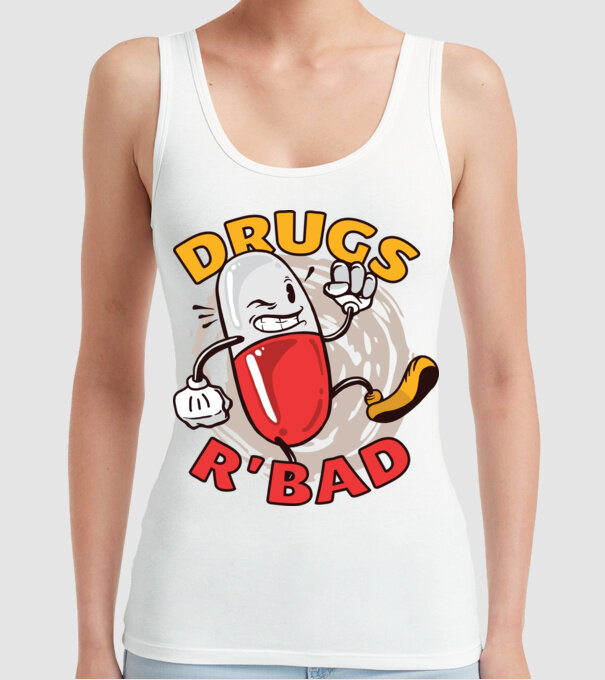 Drogurile sunt rele model alb pe tricou