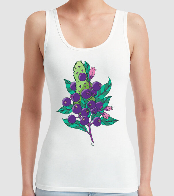 Arbust de afine model alb pe tricou