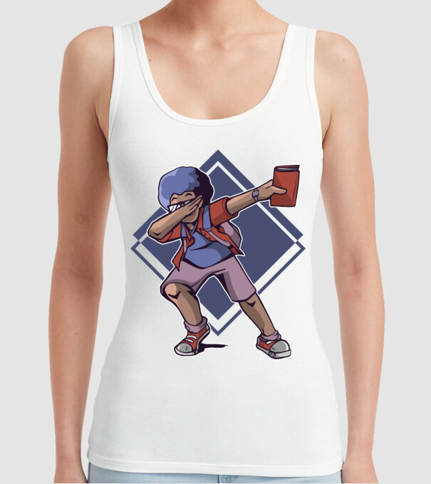 Student afro model alb pe tricou