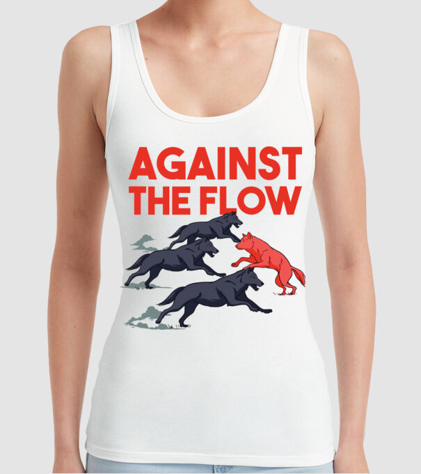 Against the flow - Împotriva curentului model alb pe tricou