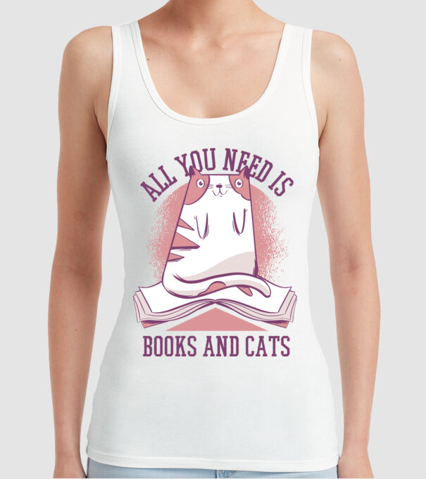 All You Need Is Books And Cats model alb pe tricou