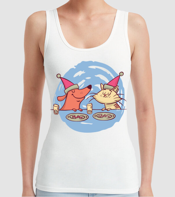 Petrecere de Crăciun animale model alb pe tricou