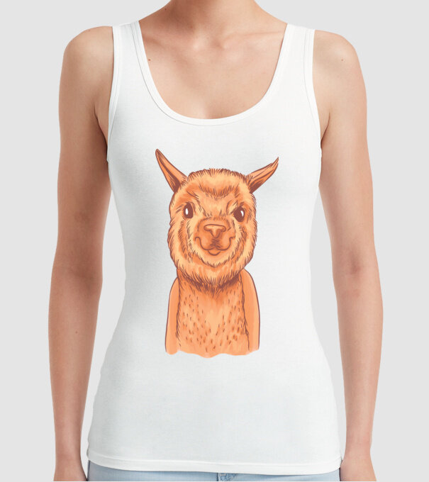 Cap de Alpaca model alb pe tricou
