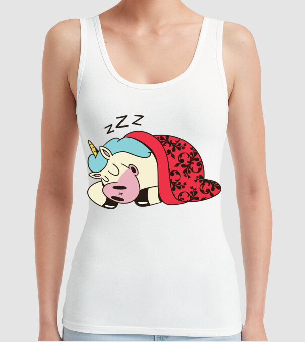 Unicorn adormit model alb pe tricou