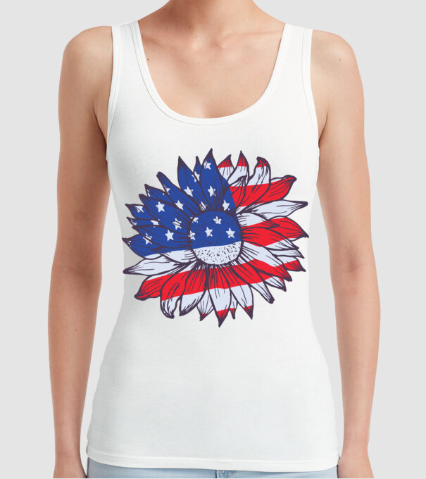 Floarea-soarelui americană Usa Sunflower model alb pe tricou
