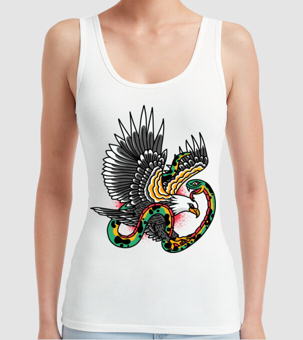 Vultur American model alb pe tricou