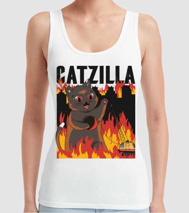 Anime Catzilla model alb pe tricou