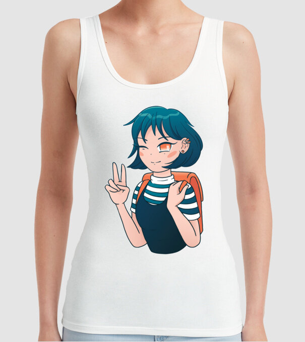 Anime fată model alb pe tricou