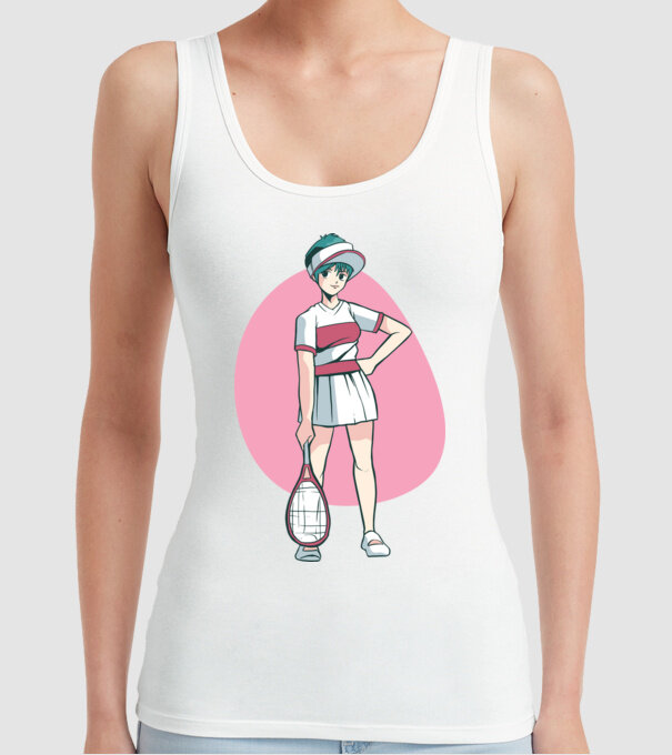 Anime Jucător de tenis fată model alb pe tricou