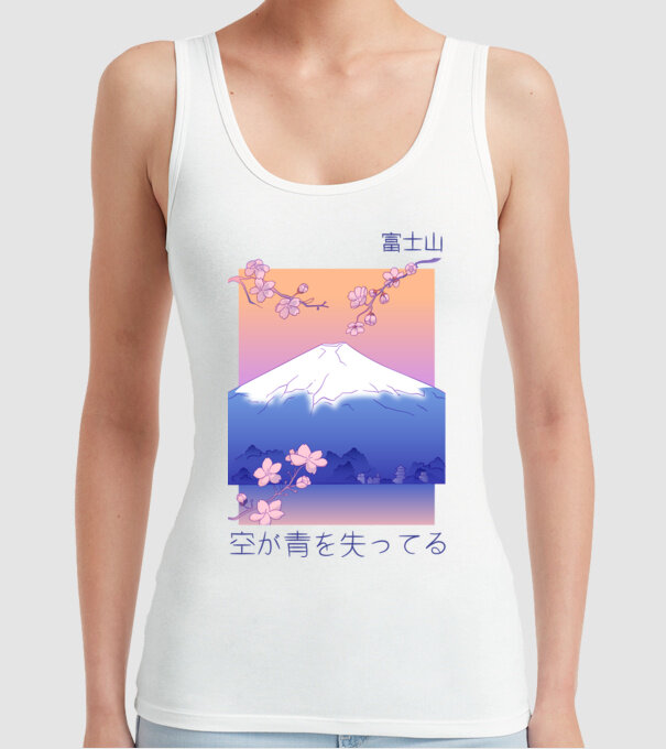 Anime Vaporwave munte model alb pe tricou