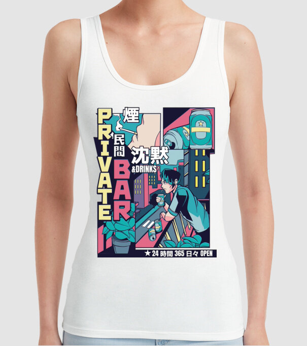 Anime Vaporwave benzi desenate model alb pe tricou