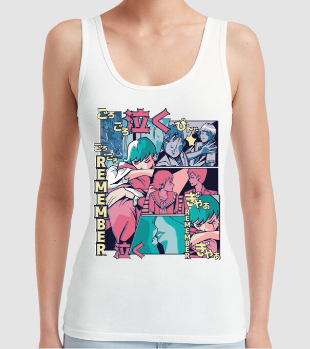 Anime Vaporwave benzi desenate model alb pe tricou
