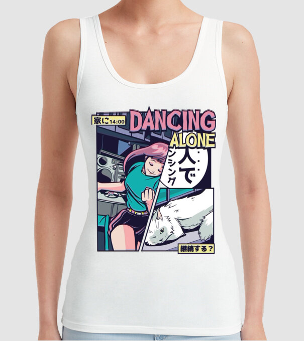 Anime Vaporwave benzi desenate model alb pe tricou