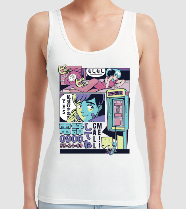 Anime Vaporwave benzi desenate model alb pe tricou