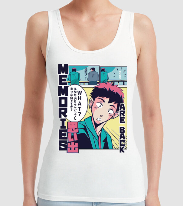 Anime Vaporwave benzi desenate model alb pe tricou