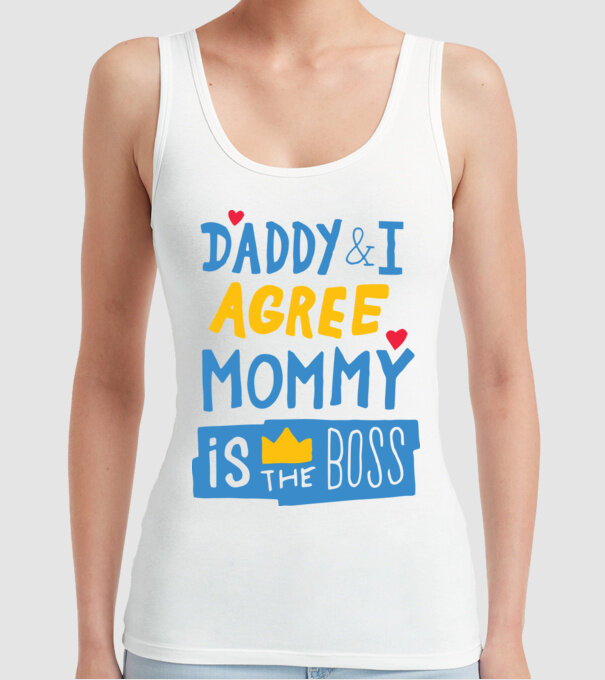 Mama e șefa model alb pe tricou