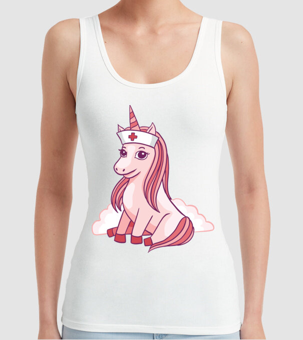 Îngrijitor unicorn model alb pe tricou
