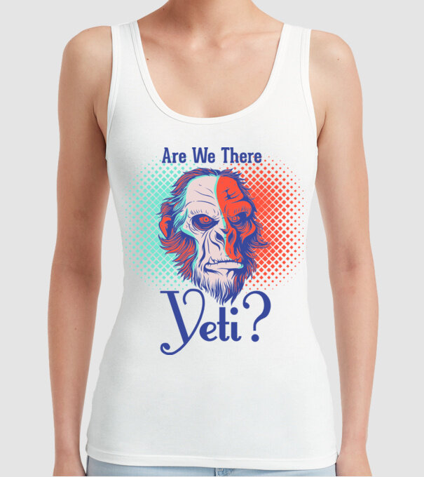 Are we there Yeti model alb pe tricou