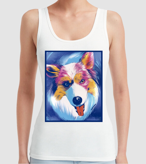 Câine ciobănesc australian model alb pe tricou