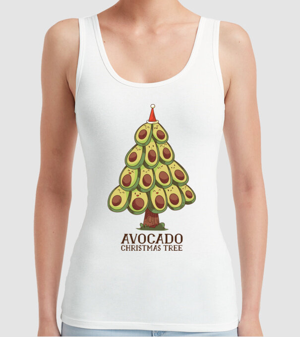 Pom de Crăciun Avocado model alb pe tricou