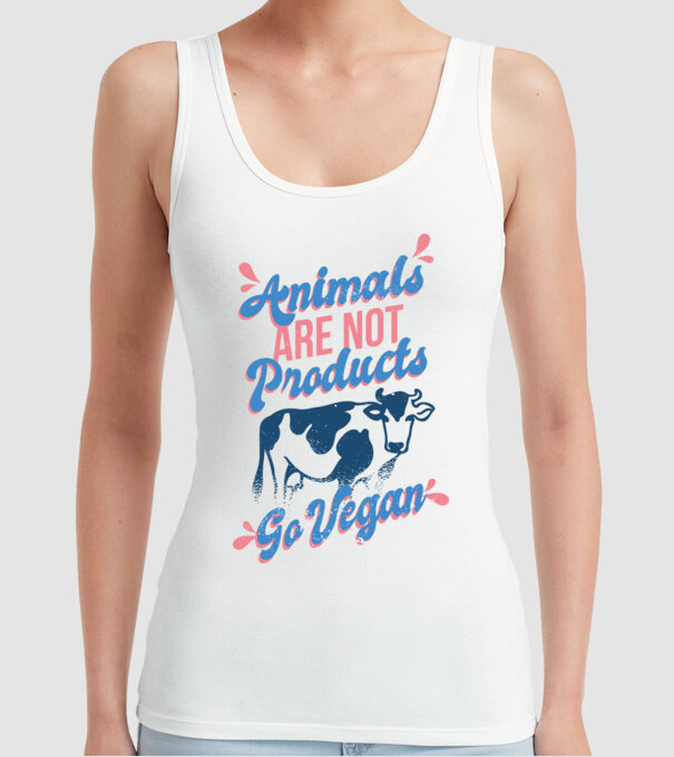 Animalele nu sunt produse, fii vegan tricou model alb pe tricou