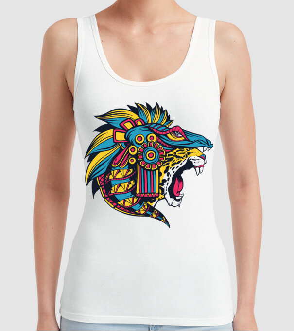 Aztec Jaguar model alb pe tricou