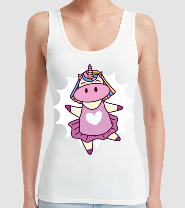 Unicorn dansator de balet model alb pe tricou