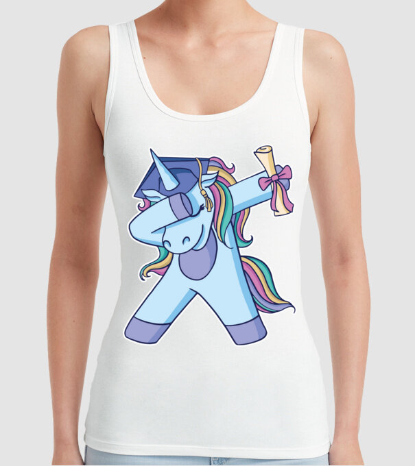 Unicorn Absolvent model alb pe tricou