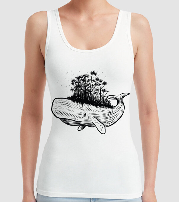 Balenă Natură model alb pe tricou