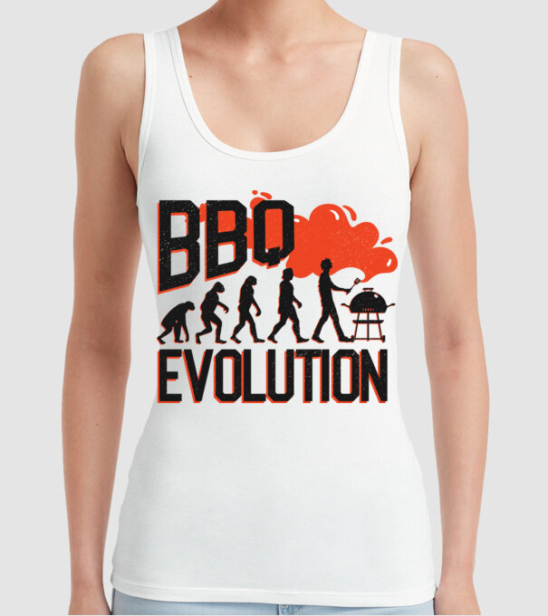 BBQ Evoluție Grătar model alb pe tricou