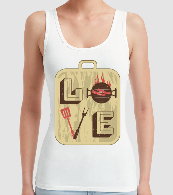 Dragoste BBQ model alb pe tricou