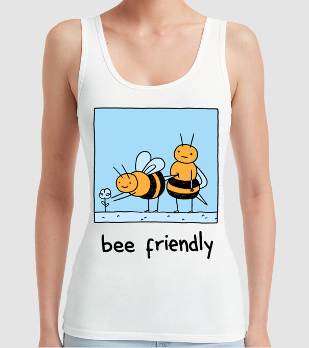 Bee friendly model alb pe tricou