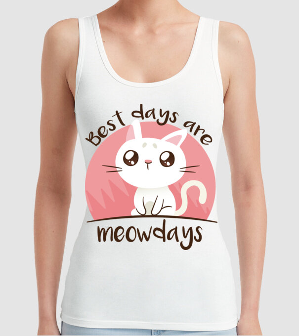 Best days are Meowdays model alb pe tricou
