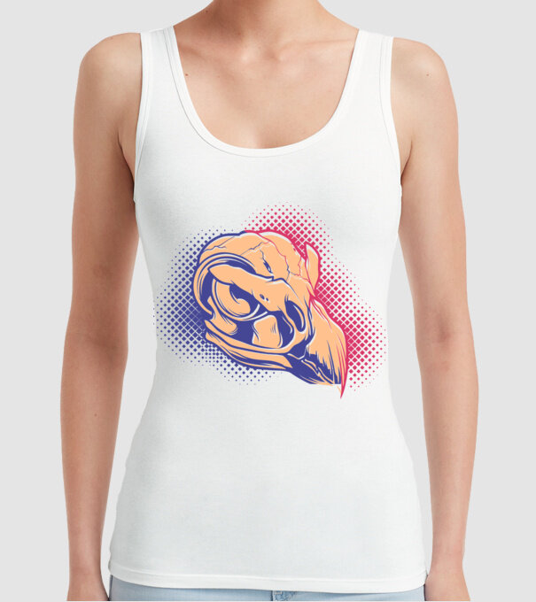 Bird skull model alb pe tricou