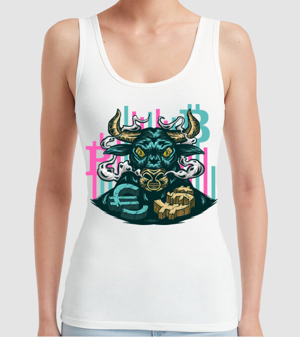Taur Bitcoin model alb pe tricou