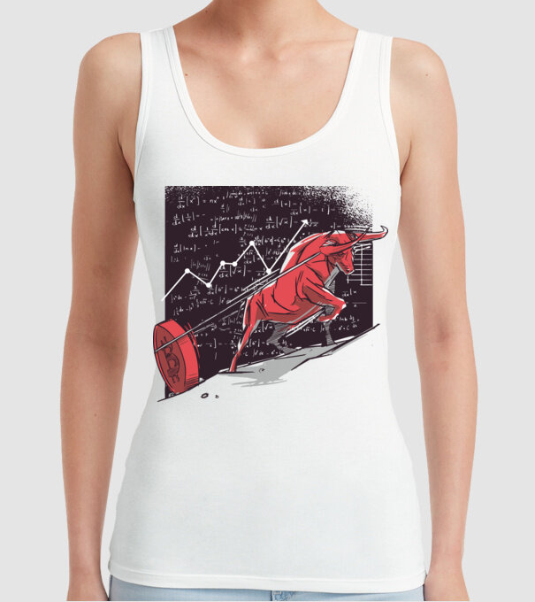 Taur Bitcoin model alb pe tricou