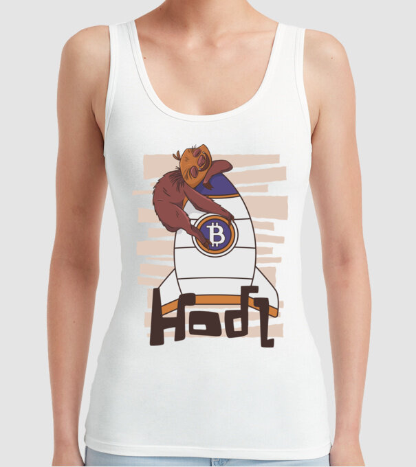 Bitcoin Hodl Leneș model alb pe tricou