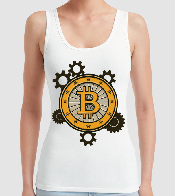 Mecanică Bitcoin model alb pe tricou