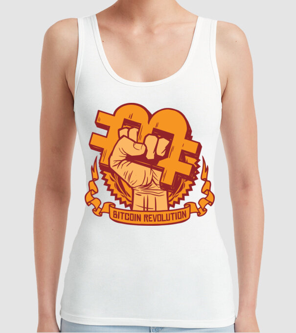 Bitcoin Revolution model alb pe tricou