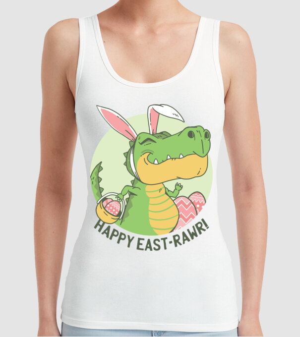 Paște Fericit tricou cu dinozaur model alb pe tricou