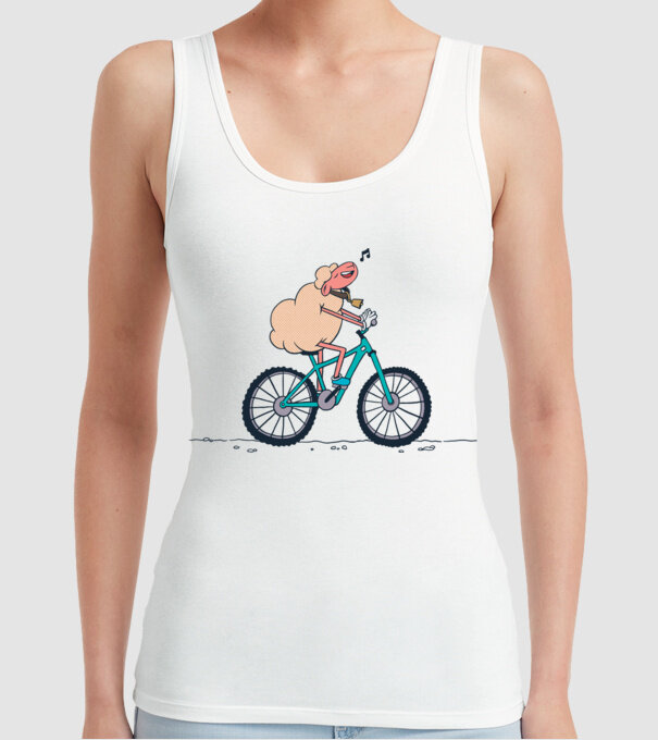 Miel cu bicicletă model alb pe tricou
