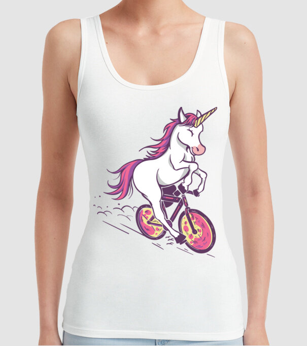 unicorn cu bicicletă model alb pe tricou