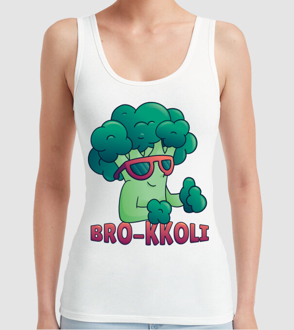 Broccoli model alb pe tricou