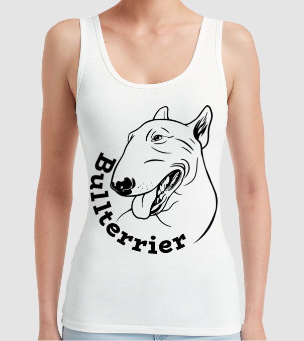 Bull Terrier model alb pe tricou