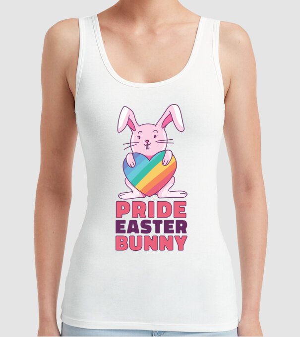 Iepurașul de Paște mândru model alb pe tricou