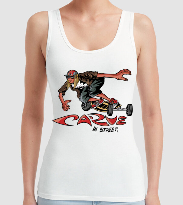 Carveboard Longboard model alb pe tricou