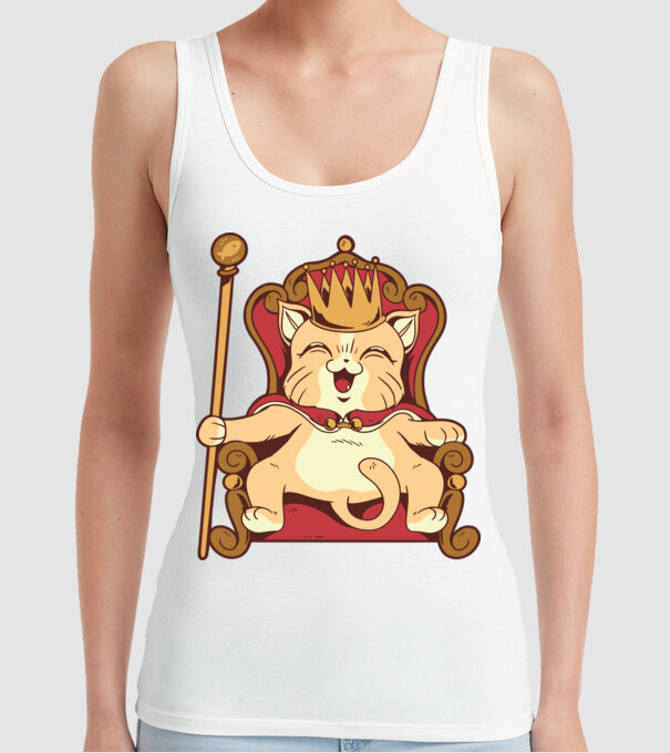 Cat King Pisică rege model alb pe tricou