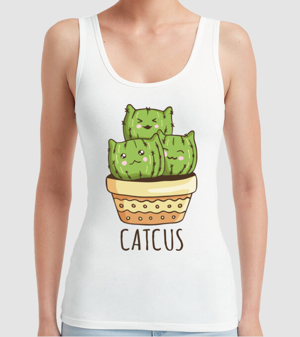 Catcus Pisică Cactus model alb pe tricou