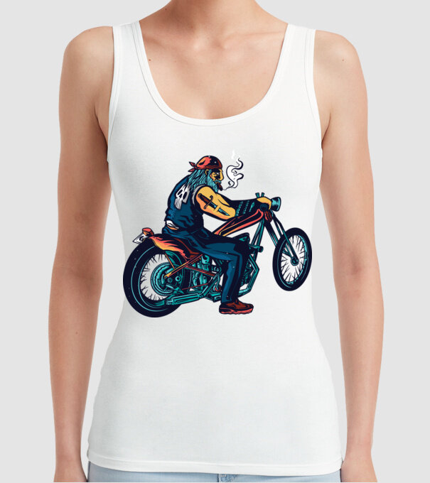 Motociclist Chopper model alb pe tricou