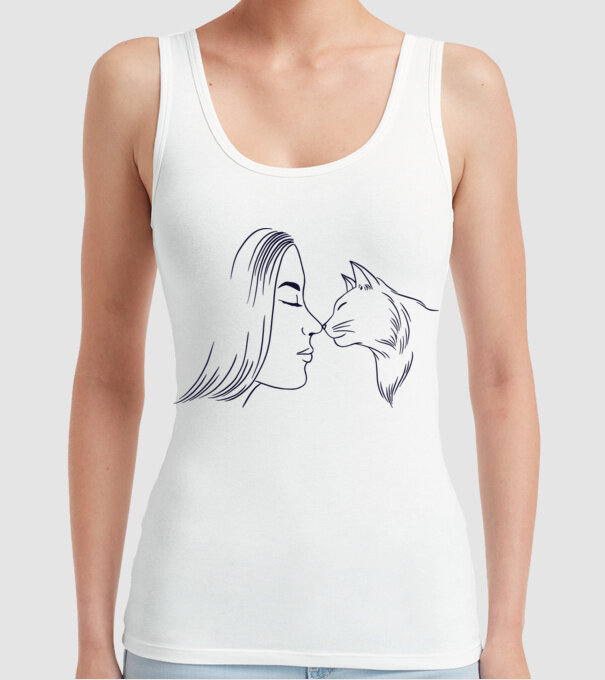Dragoste Pisică model alb pe tricou
